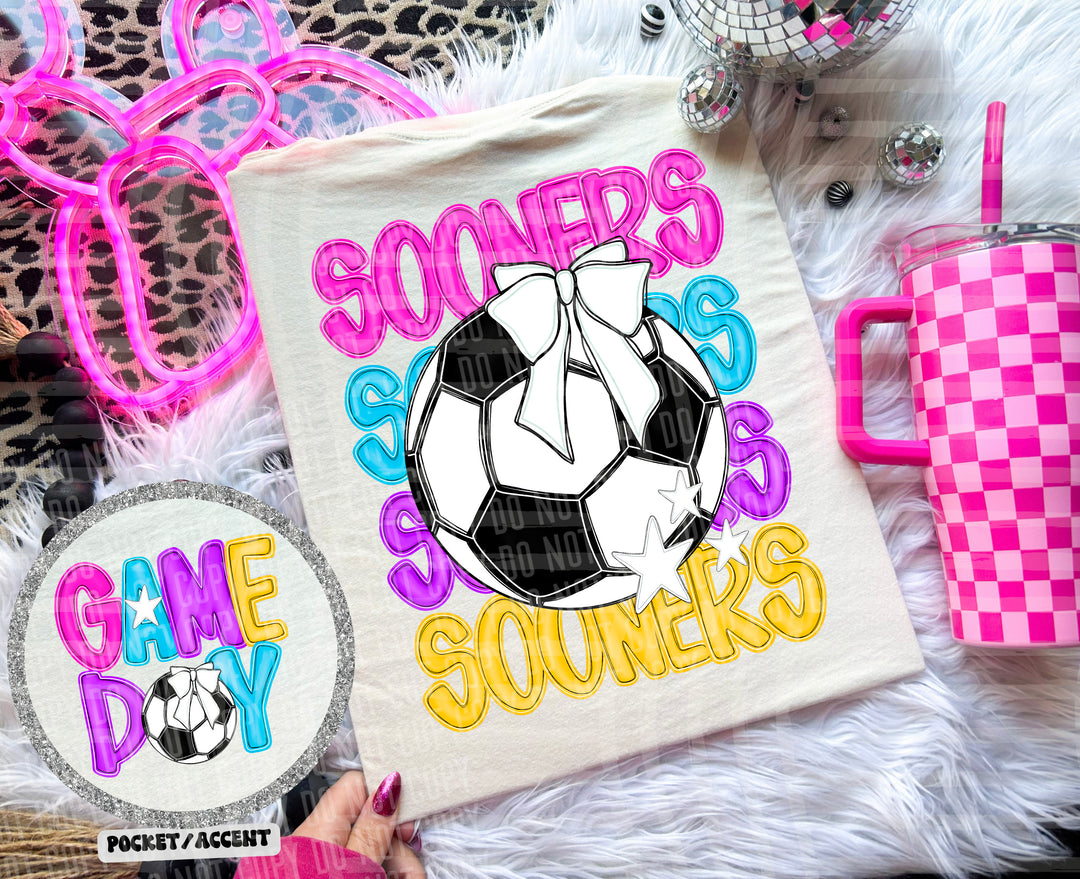 Bright Preppy Soccer DTF Print