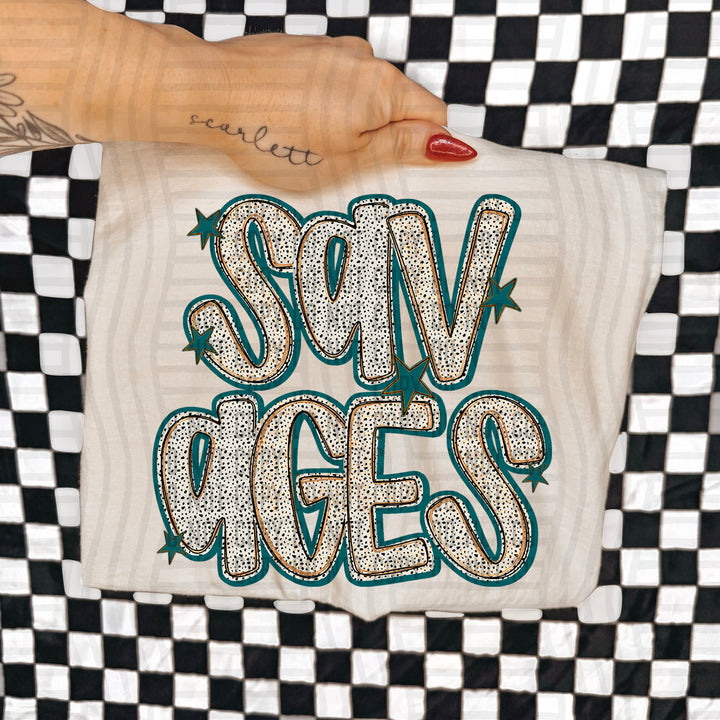 Teal Dotty DTF Print