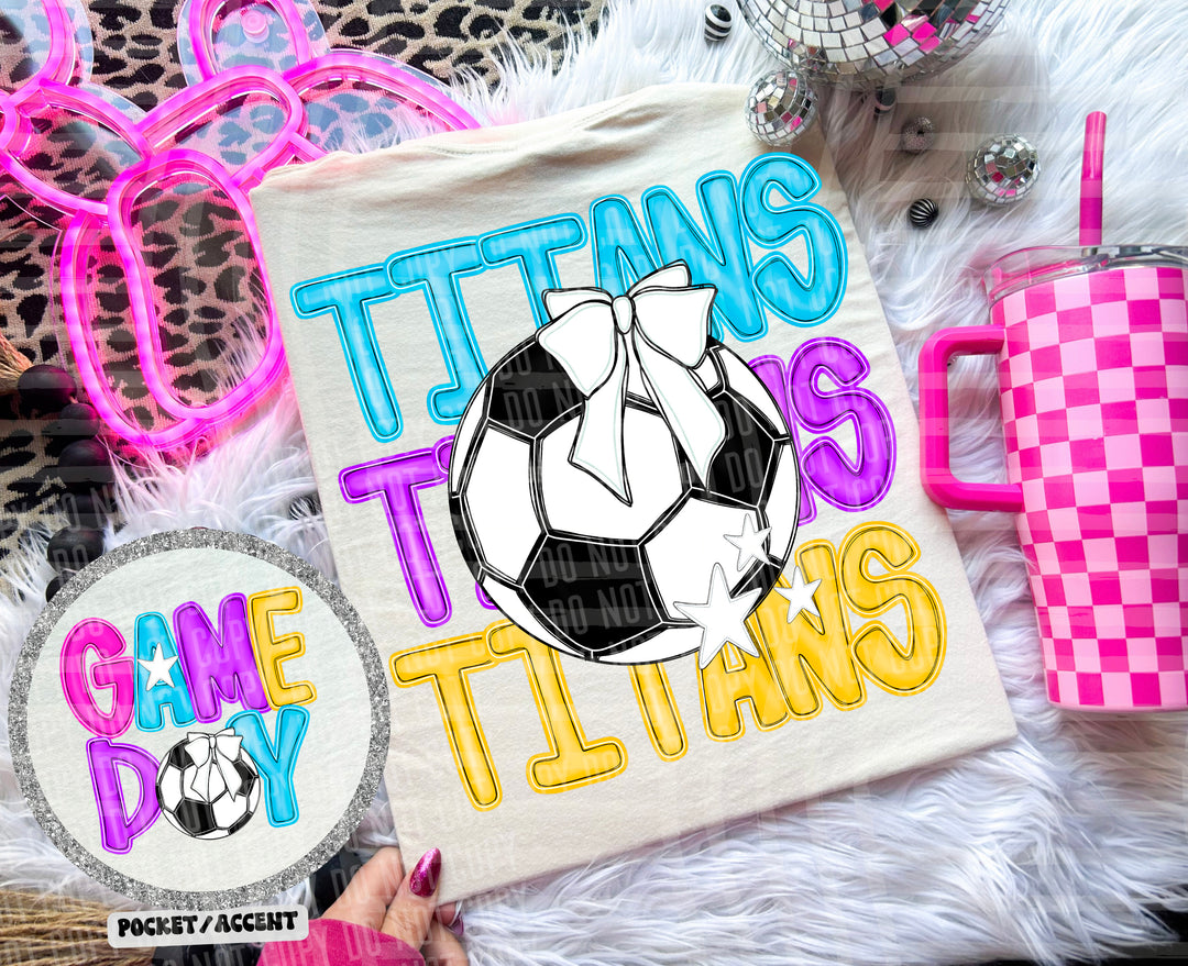 Bright Preppy Soccer DTF Print