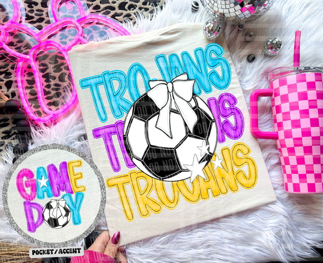 Bright Preppy Soccer DTF Print