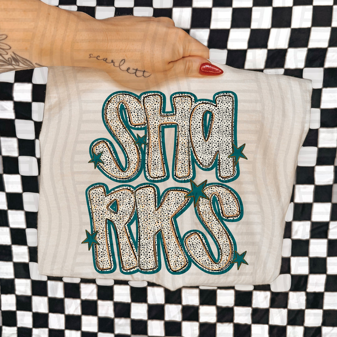 Teal Dotty DTF Print