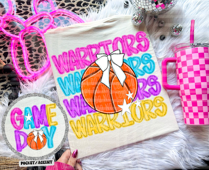 Bright Preppy Basketball DTF Print