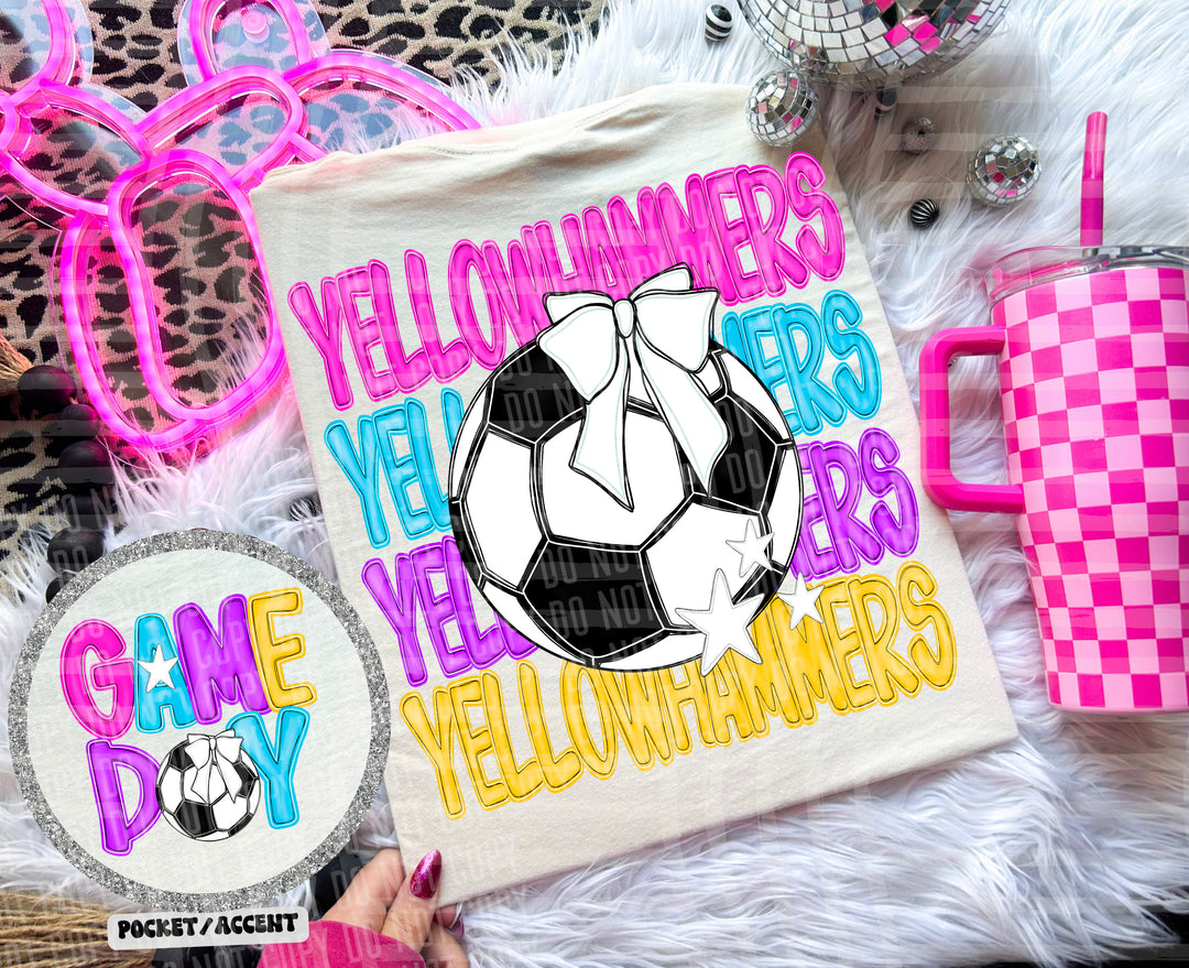 Bright Preppy Soccer DTF Print