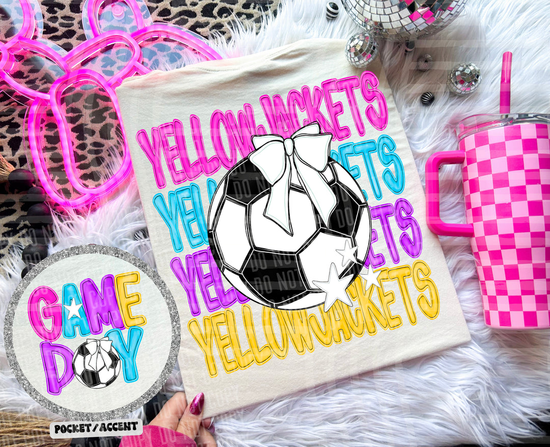 Bright Preppy Soccer DTF Print