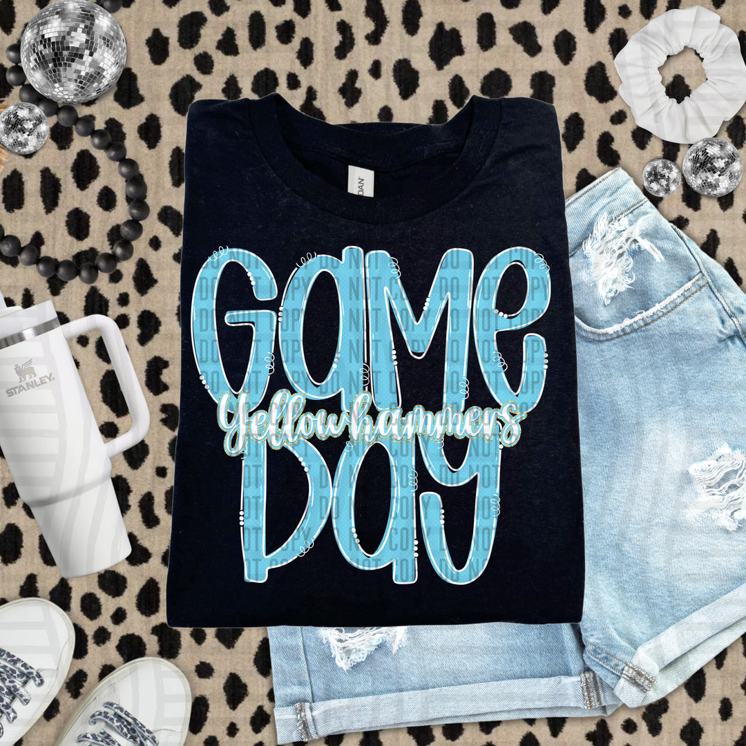 Doodle Gameday Bright Blue DTF Print