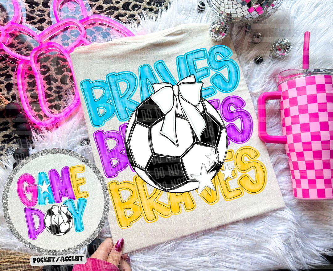 Bright Preppy Soccer DTF Print