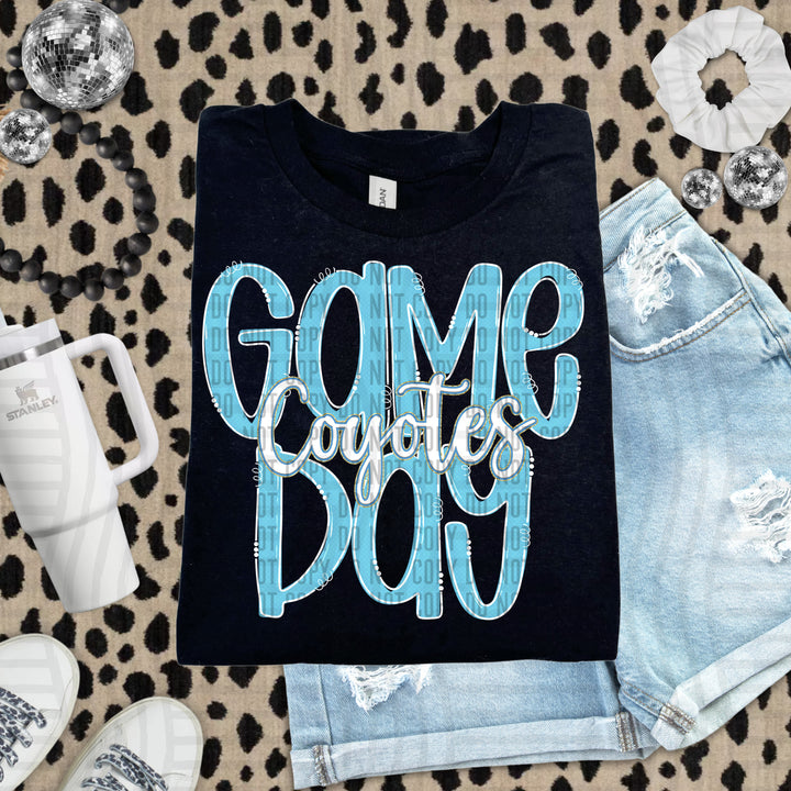 Doodle Gameday Bright Blue DTF Print