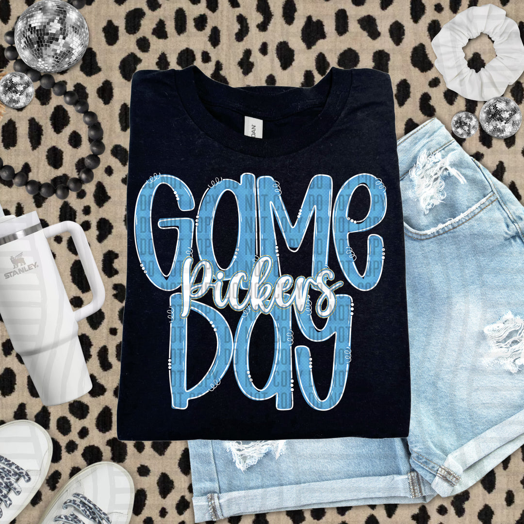 Doodle Gameday Light Blue DTF Print