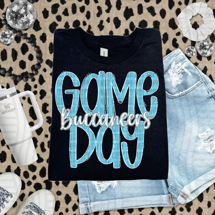 Doodle Gameday Bright Blue DTF Print
