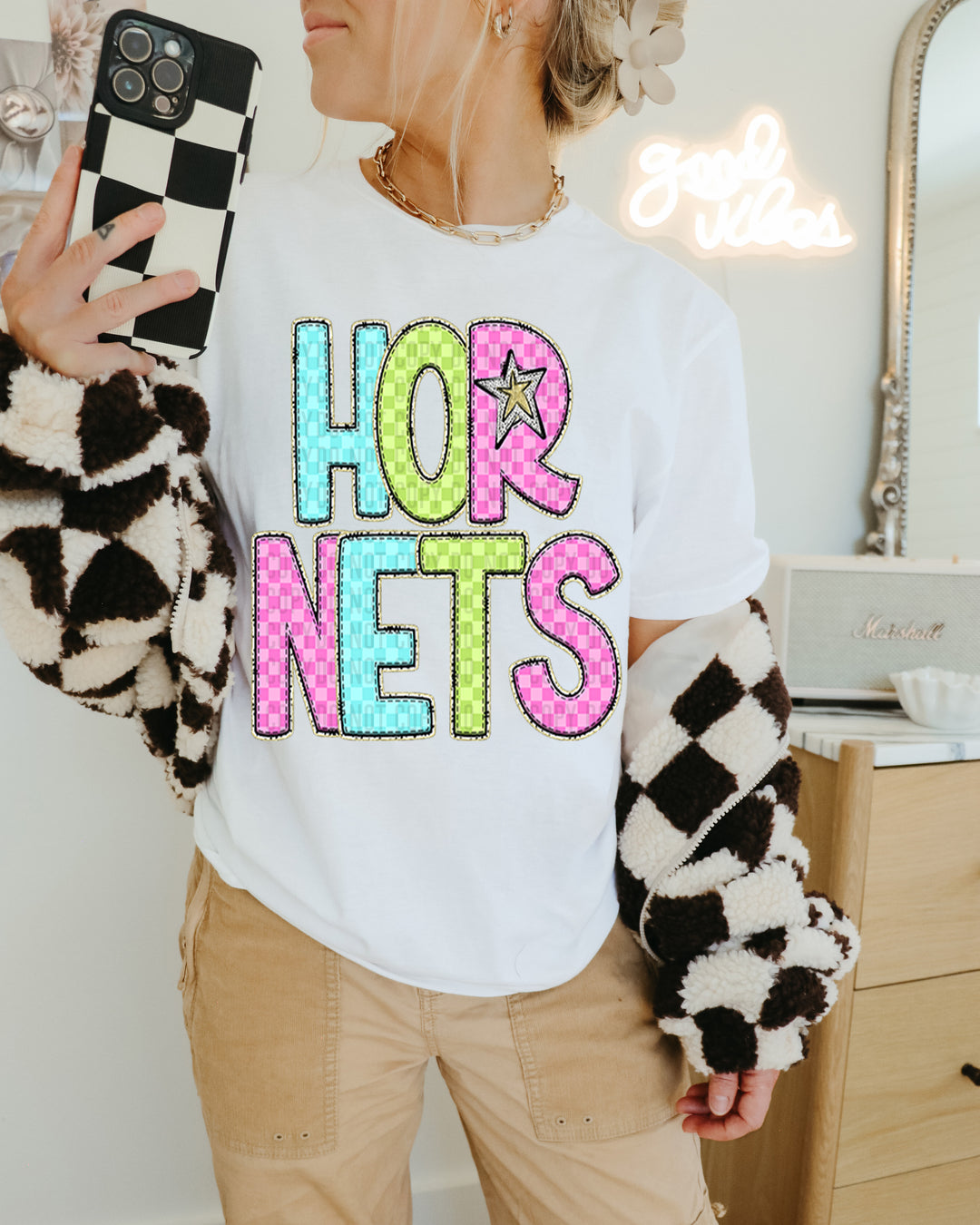 YOUTH Bright Checks DTF Print