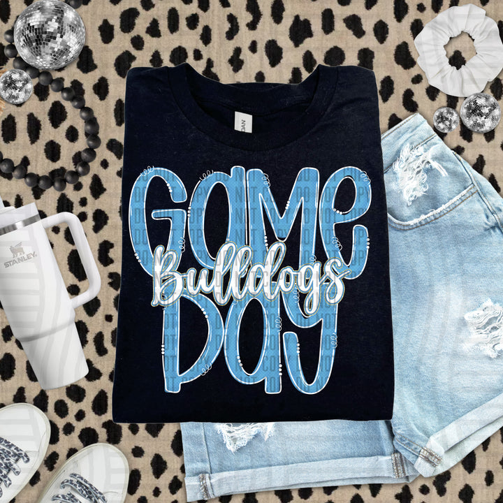 Doodle Gameday Light Blue DTF Print