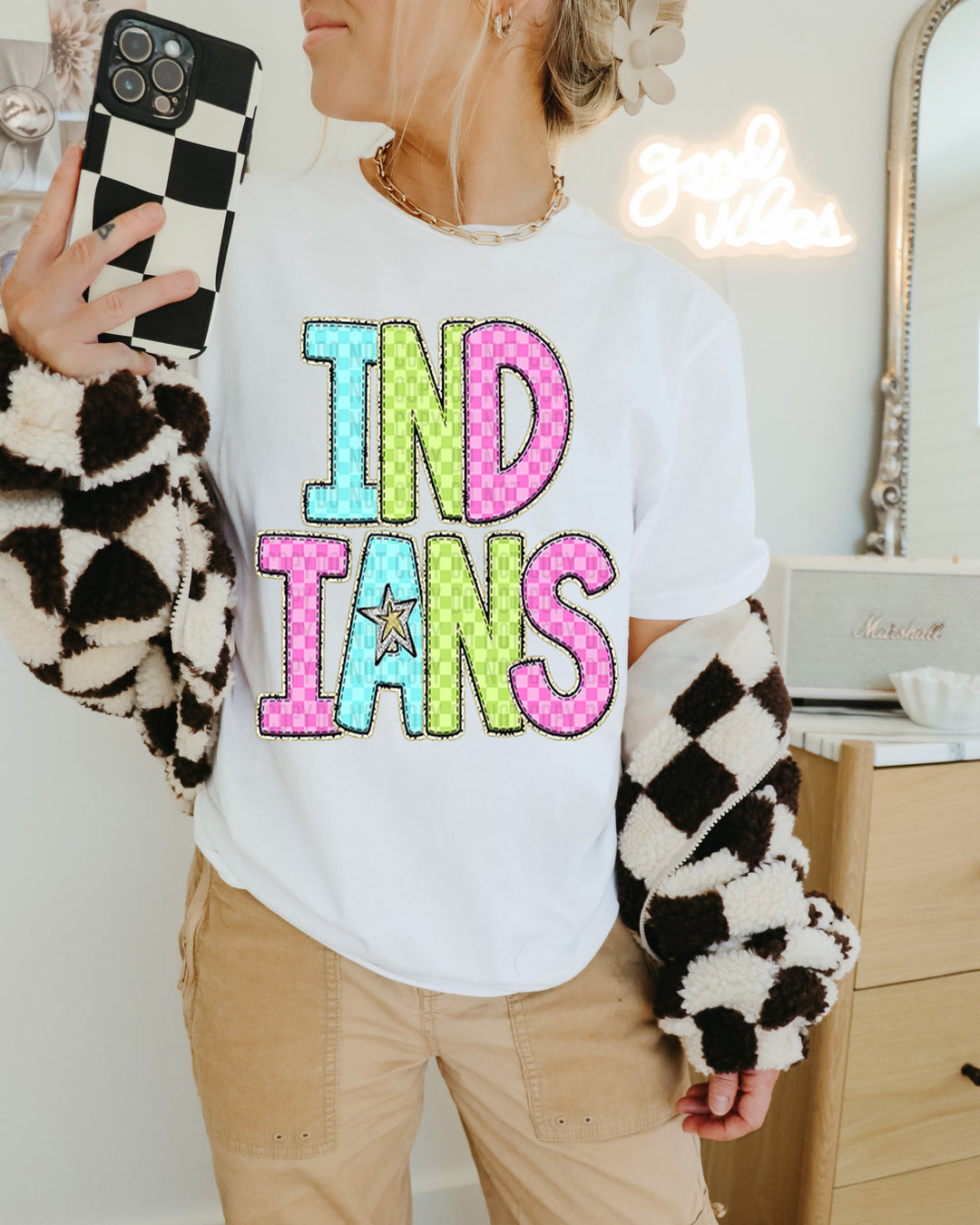 YOUTH Bright Checks DTF Print