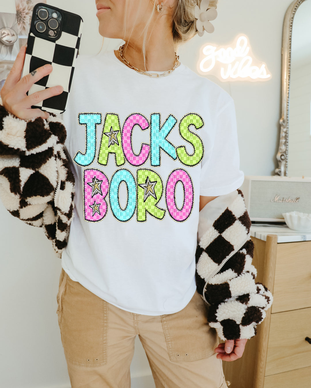 YOUTH Bright Checks DTF Print