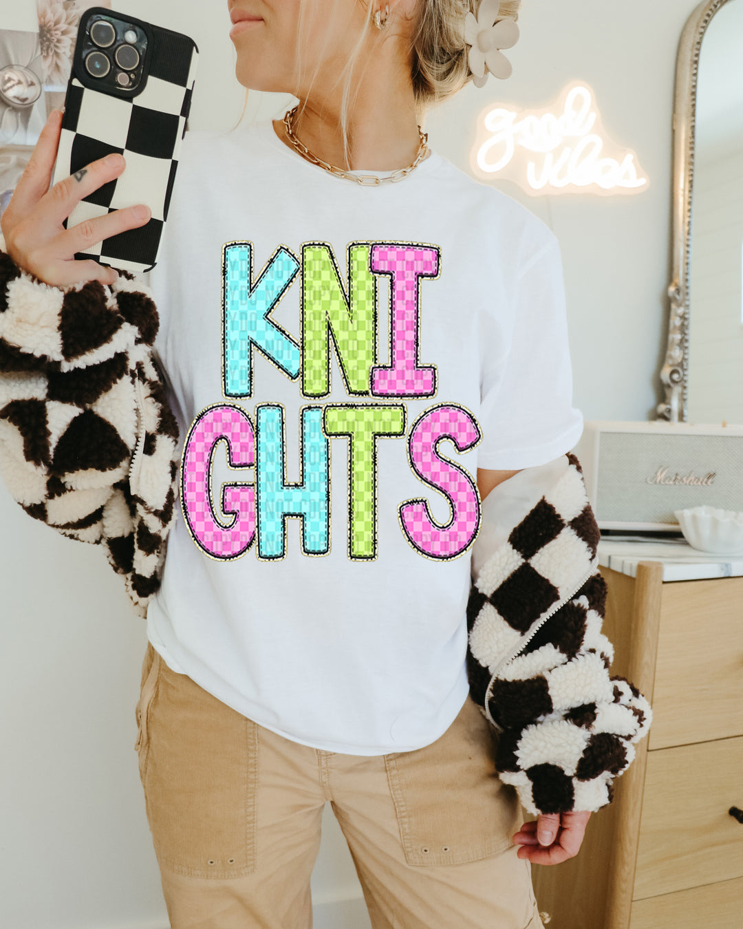 YOUTH Bright Checks DTF Print