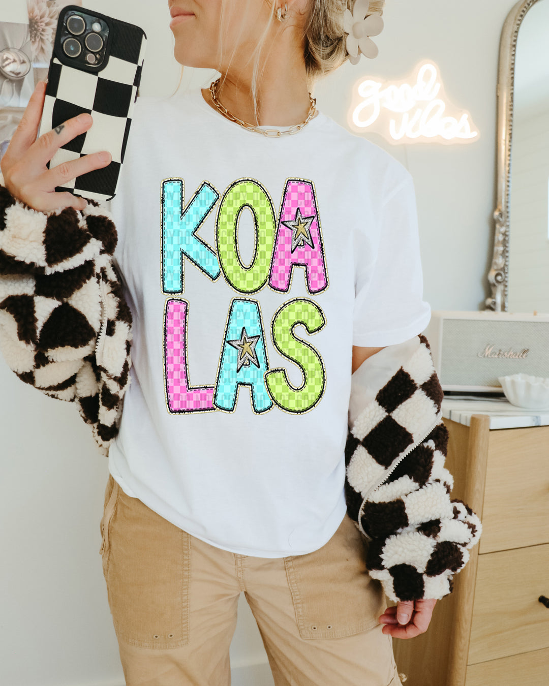 YOUTH Bright Checks DTF Print