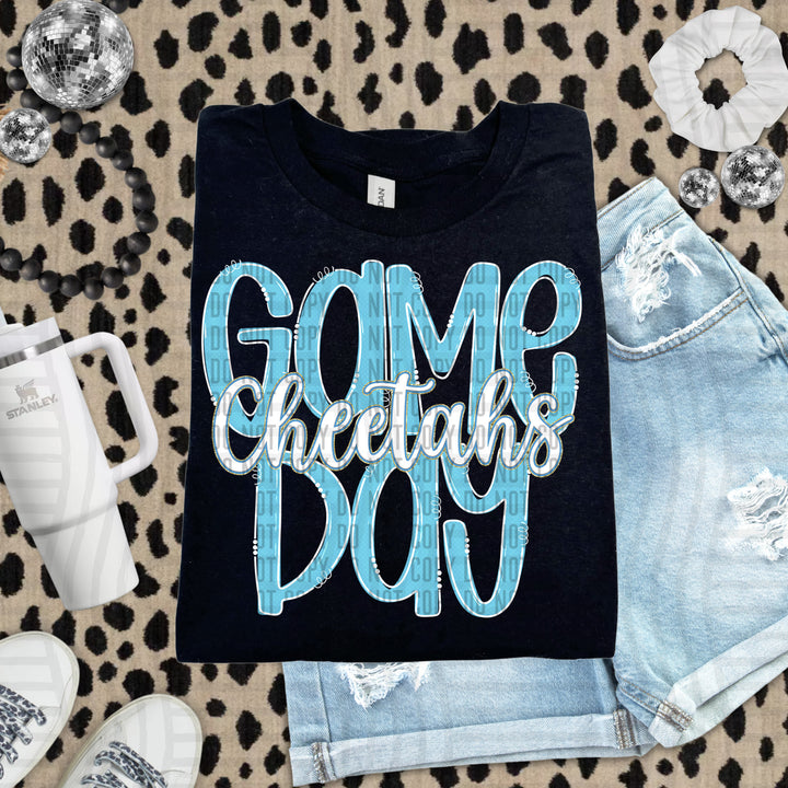 Doodle Gameday Bright Blue DTF Print