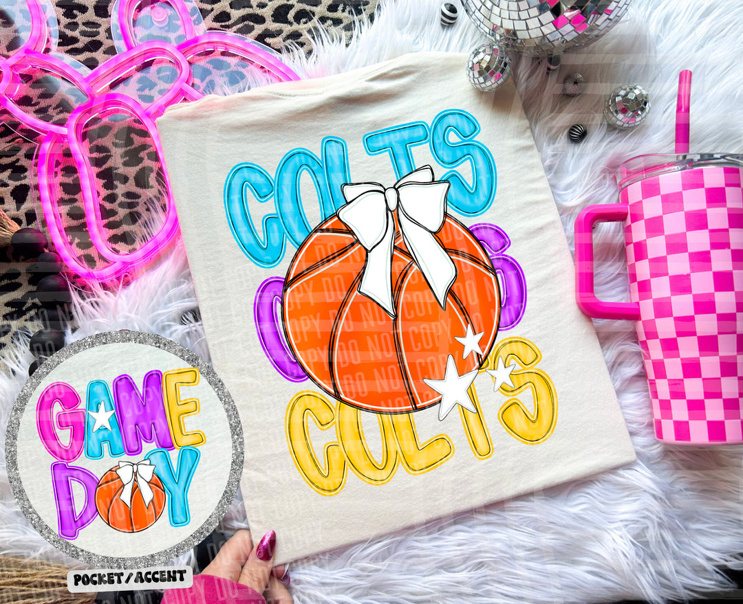 Bright Preppy Basketball DTF Print