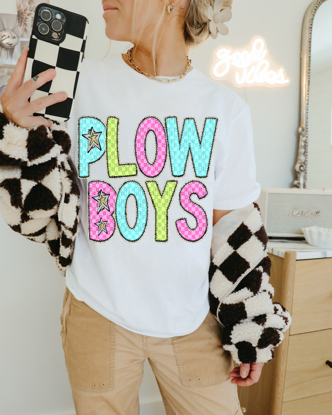 YOUTH Bright Checks DTF Print