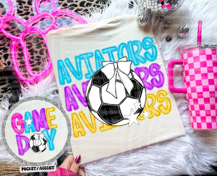 Bright Preppy Soccer DTF Print