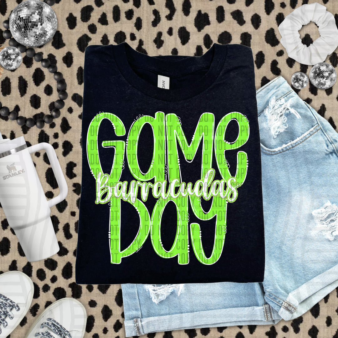 Doodle Gameday Lime DTF Print