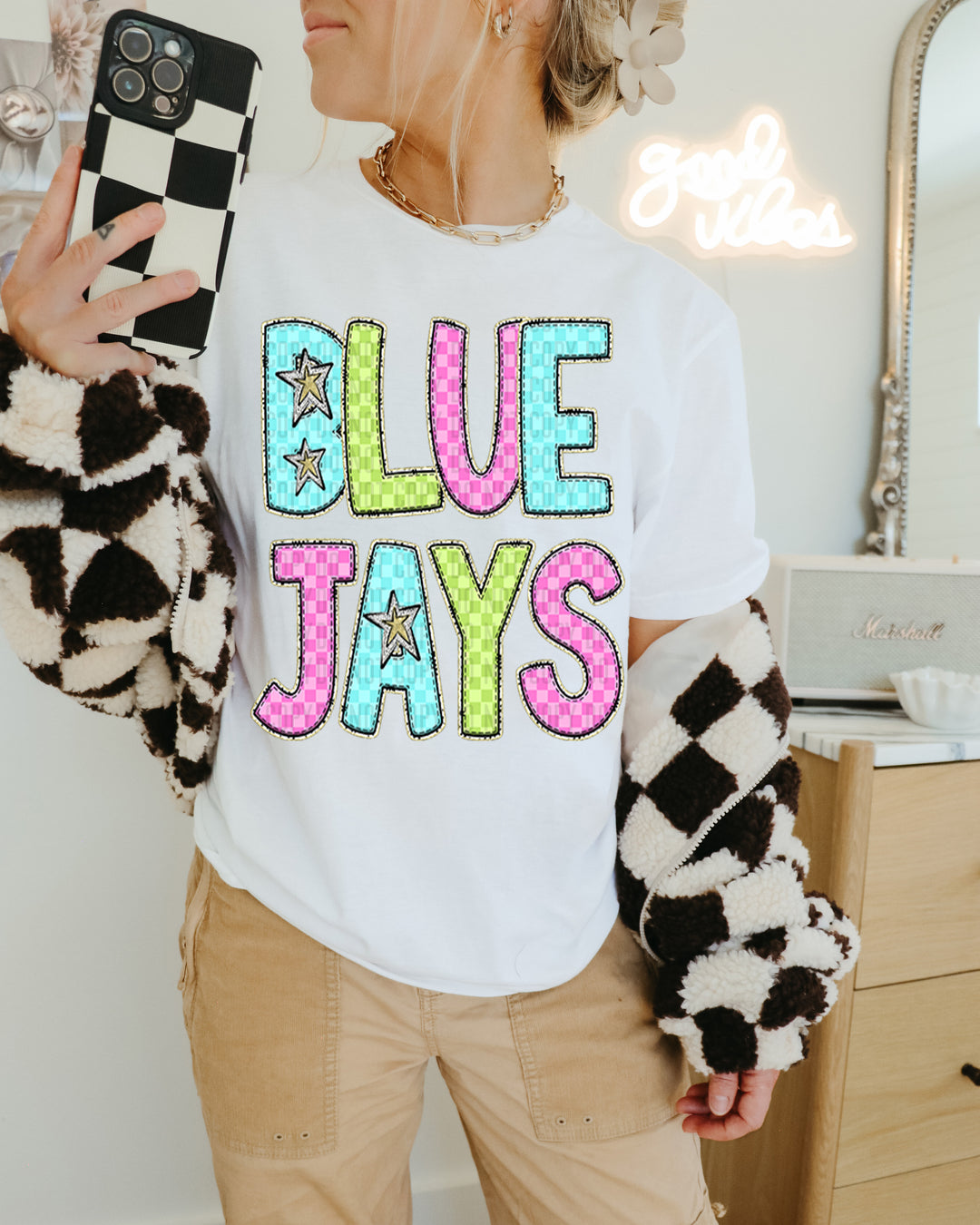 YOUTH Bright Checks DTF Print