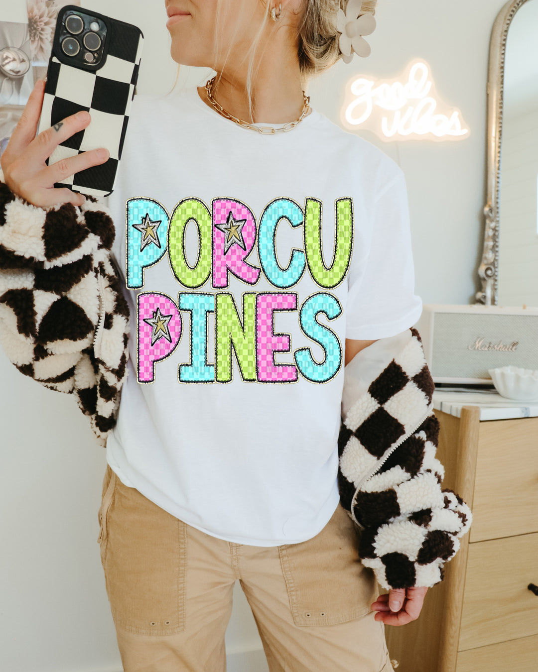 YOUTH Bright Checks DTF Print