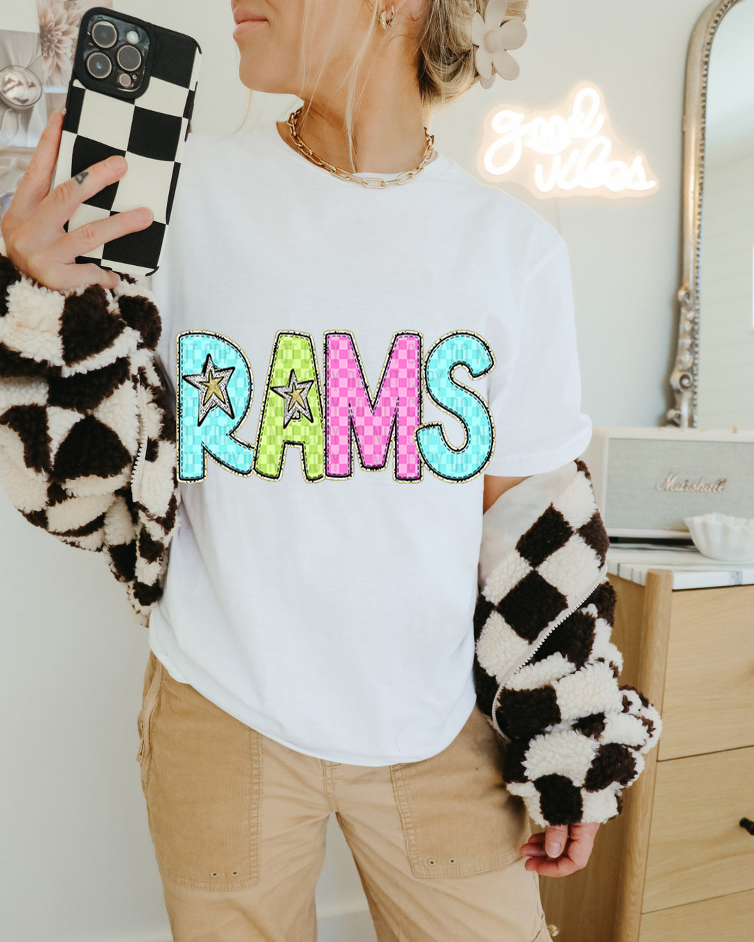 YOUTH Bright Checks DTF Print