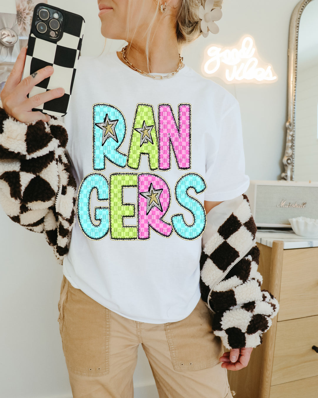 YOUTH Bright Checks DTF Print