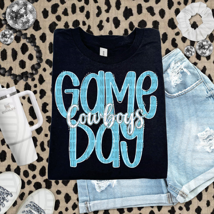 Doodle Gameday Bright Blue DTF Print