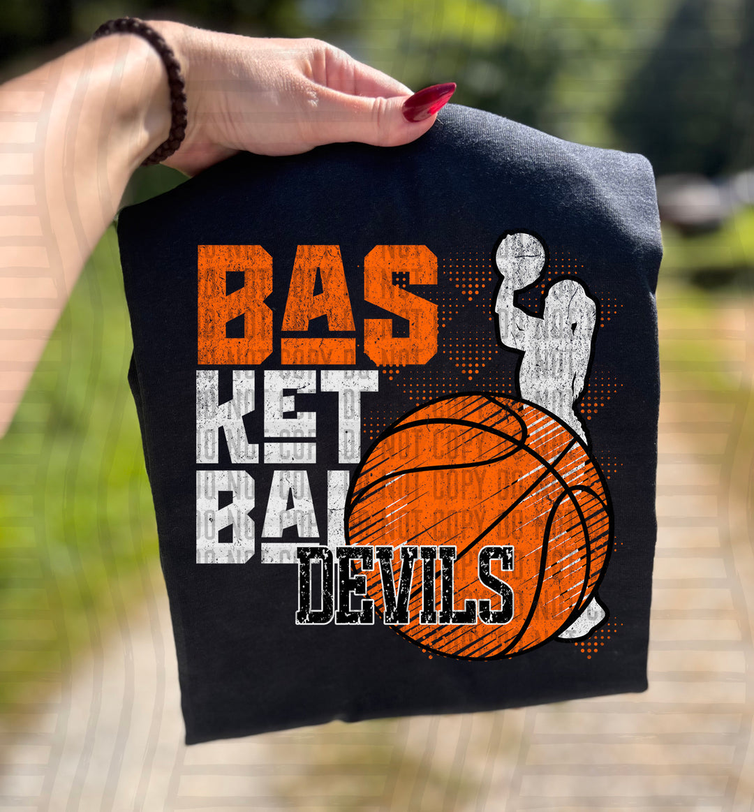 Girls Basketball Grunge DTF Print