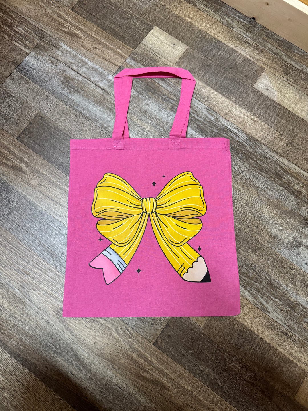 Pencil Coquette Bow Tote Bag