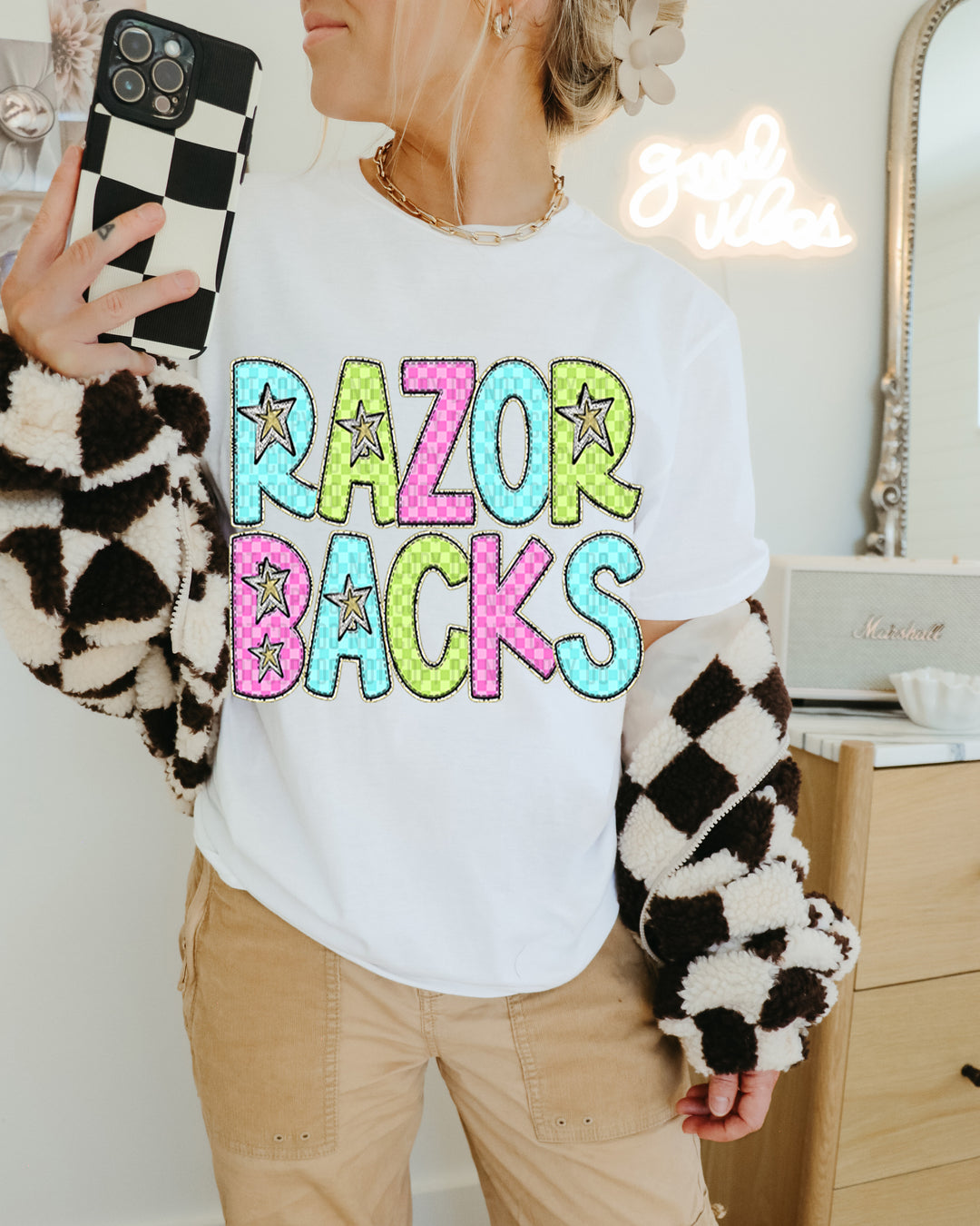 YOUTH Bright Checks DTF Print