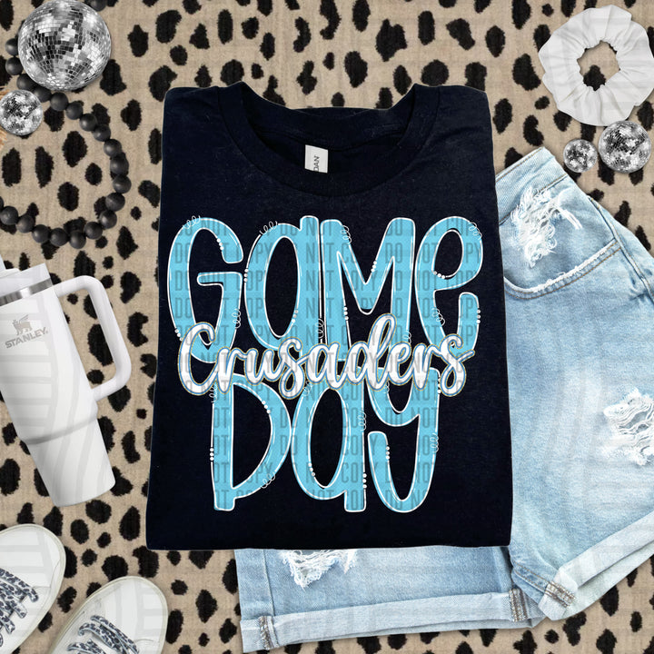 Doodle Gameday Bright Blue DTF Print