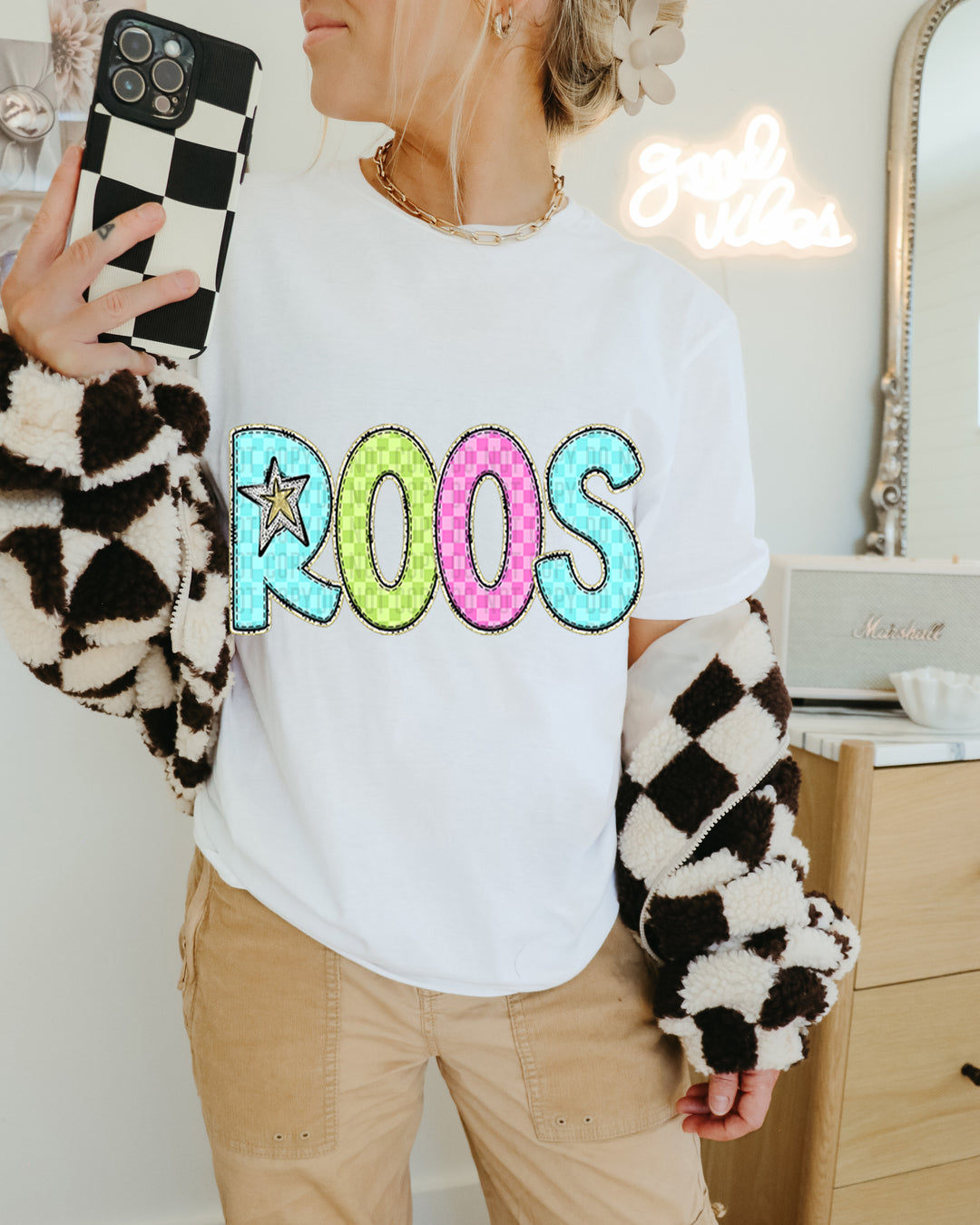 YOUTH Bright Checks DTF Print