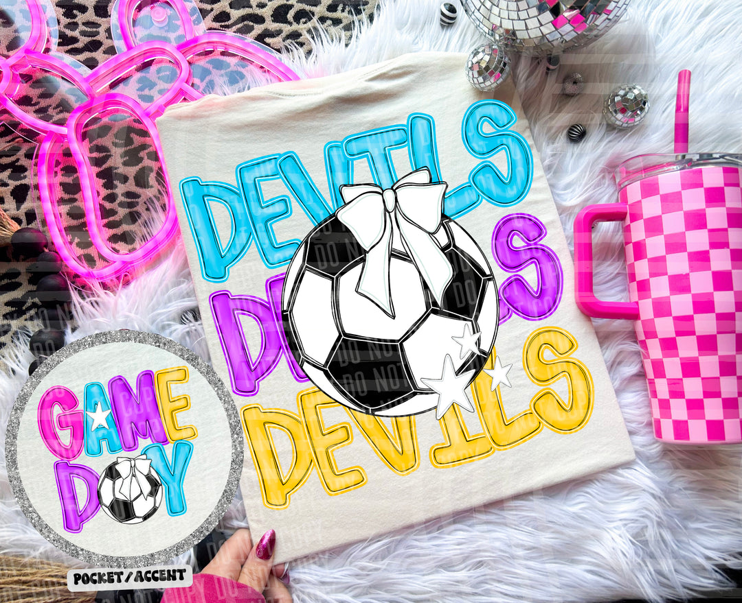 Bright Preppy Soccer DTF Print