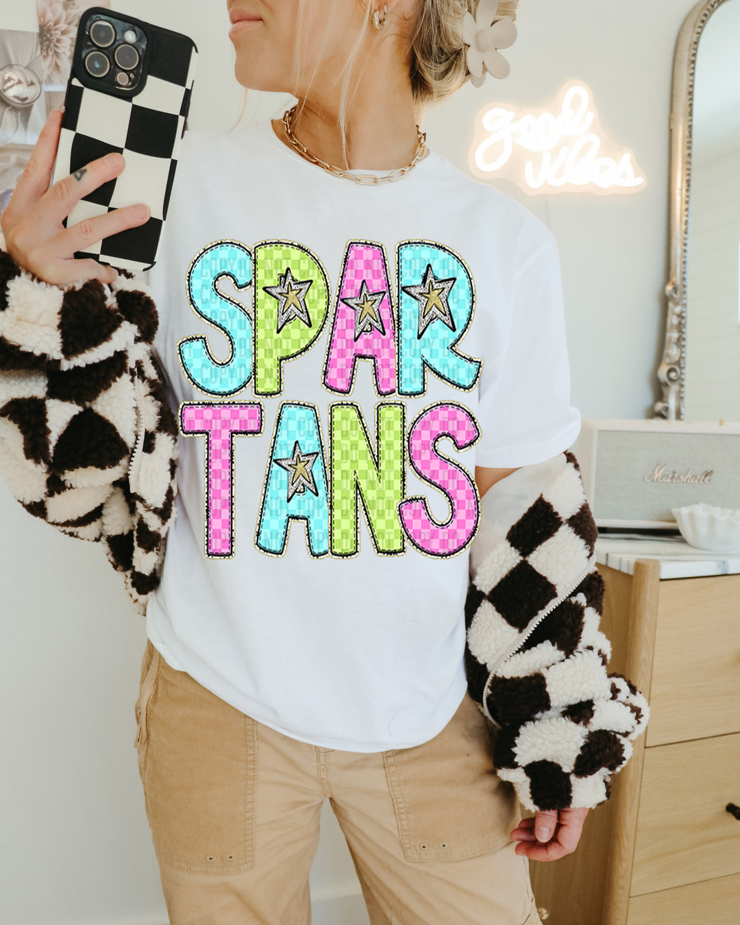 YOUTH Bright Checks DTF Print