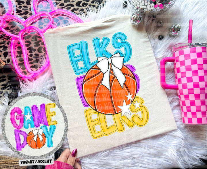 Bright Preppy Basketball DTF Print