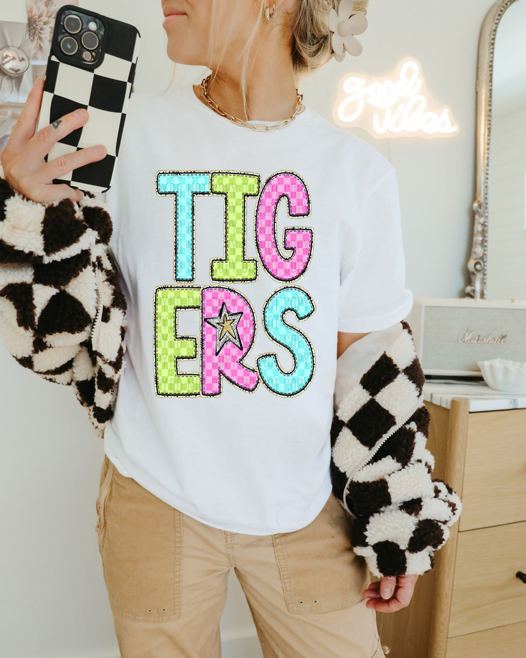 YOUTH Bright Checks DTF Print