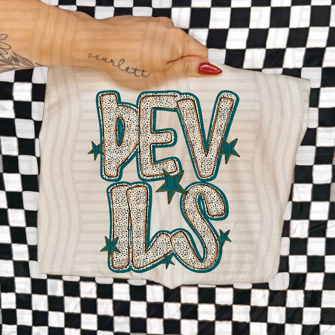 Teal Dotty DTF Print