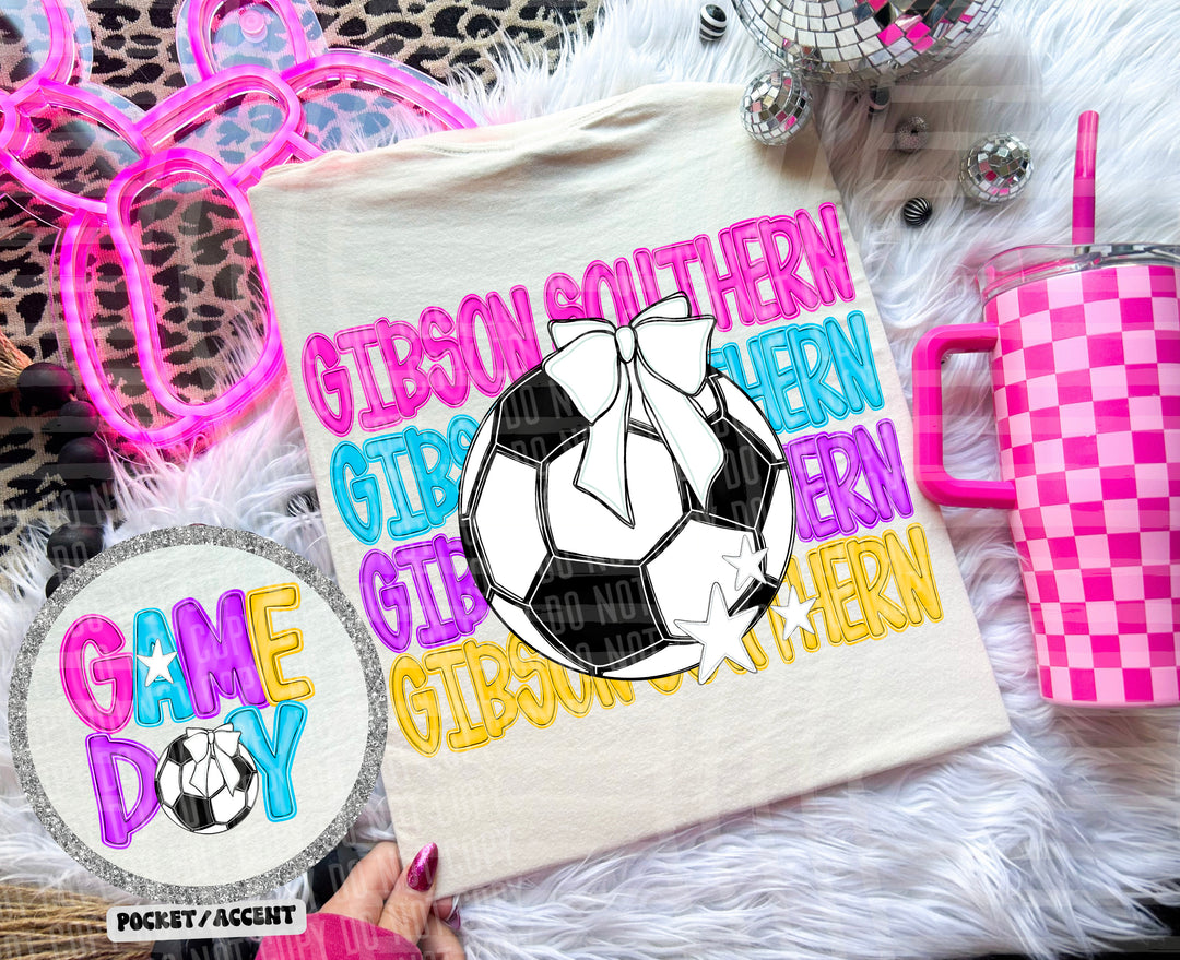 Bright Preppy Soccer DTF Print