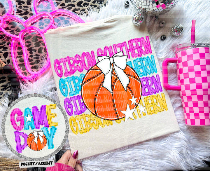 Bright Preppy Basketball DTF Print