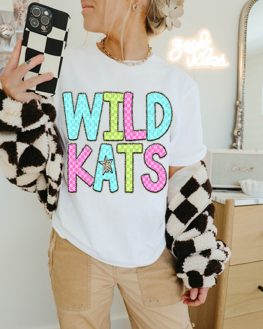 YOUTH Bright Checks DTF Print