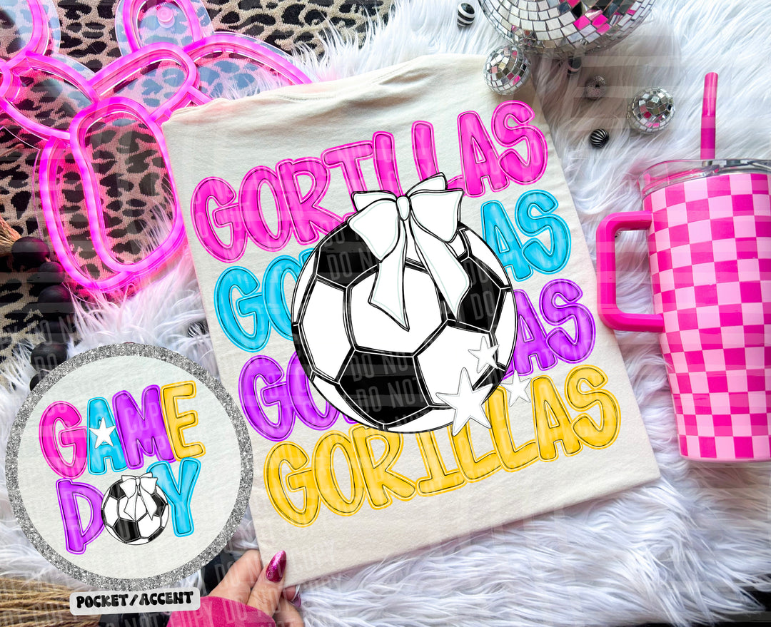 Bright Preppy Soccer DTF Print