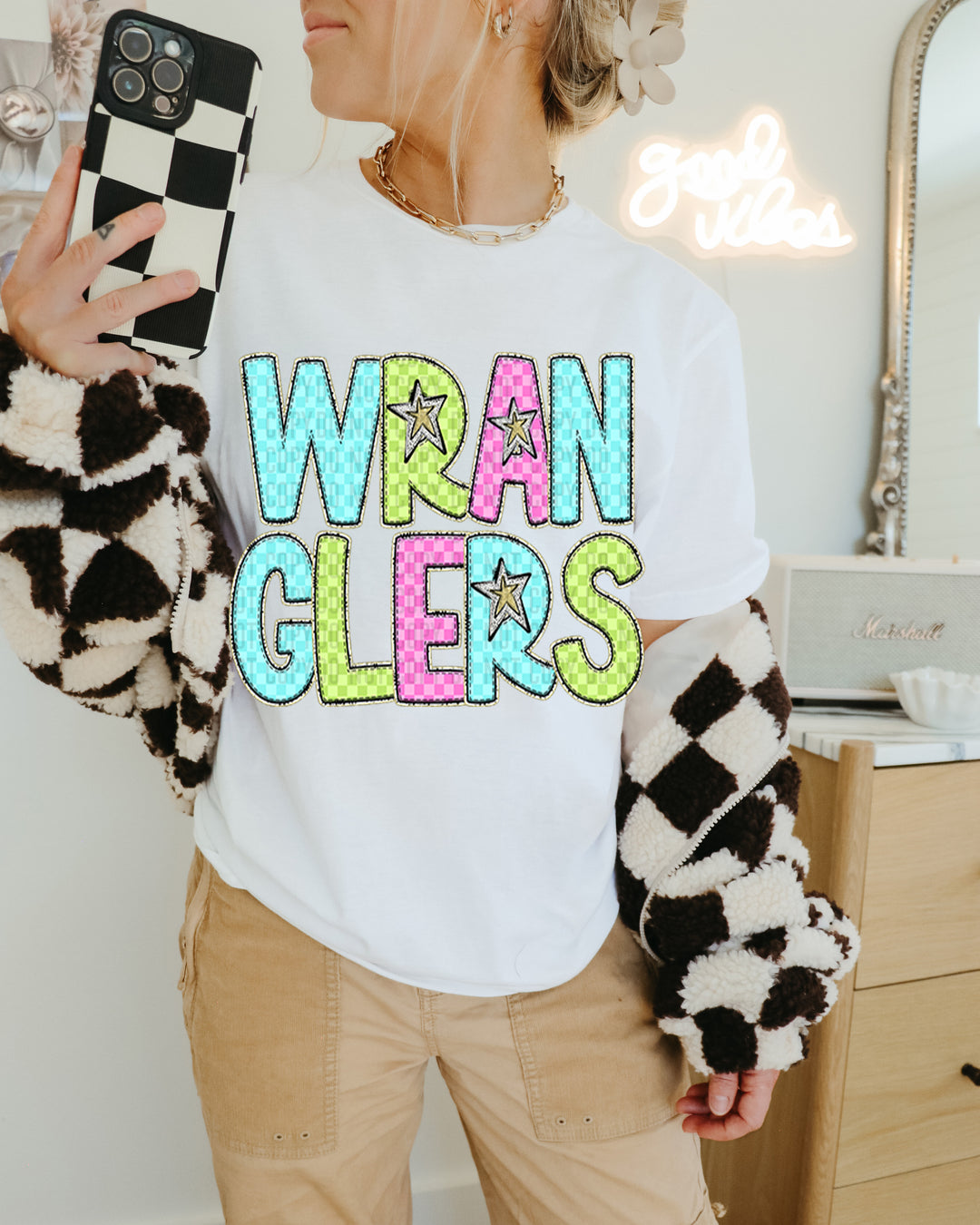 YOUTH Bright Checks DTF Print