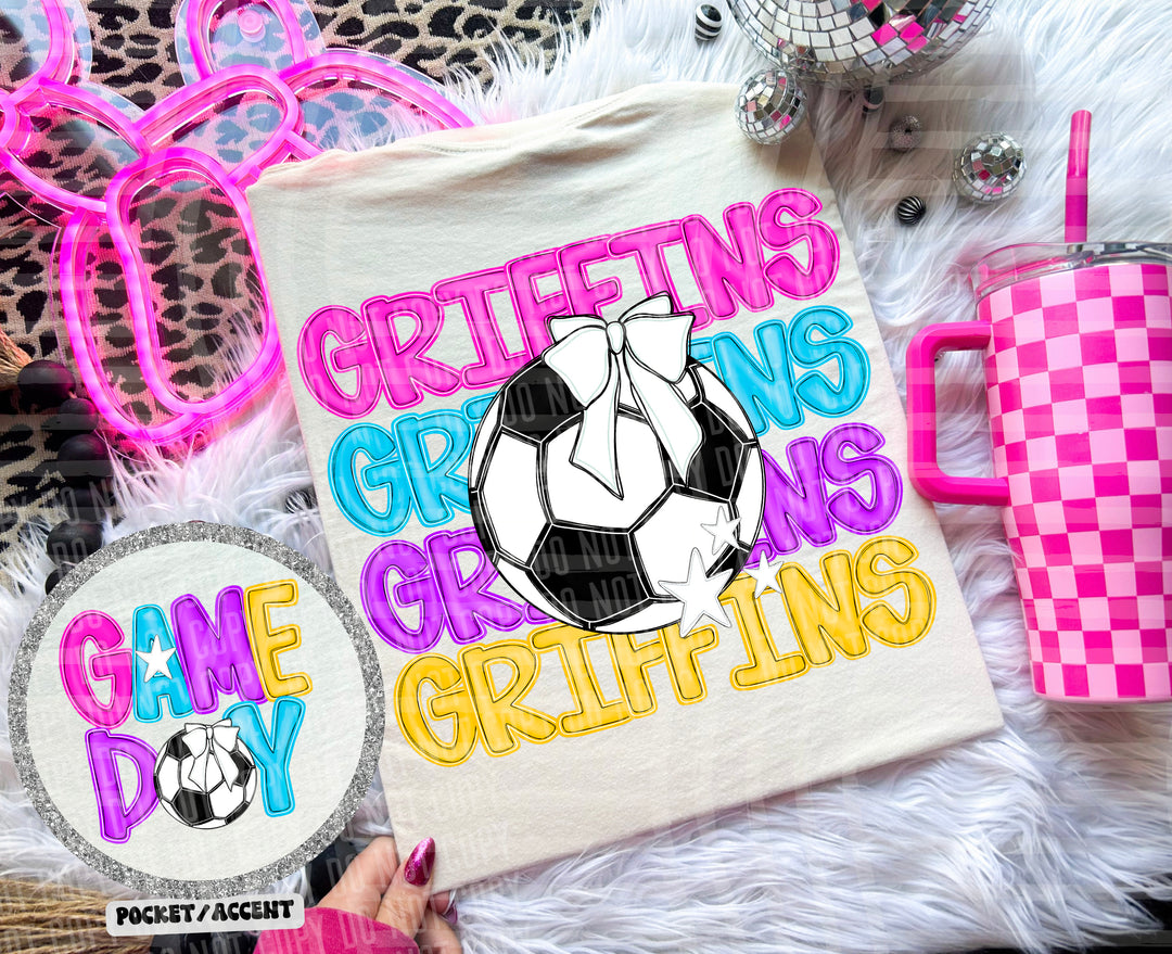 Bright Preppy Soccer DTF Print