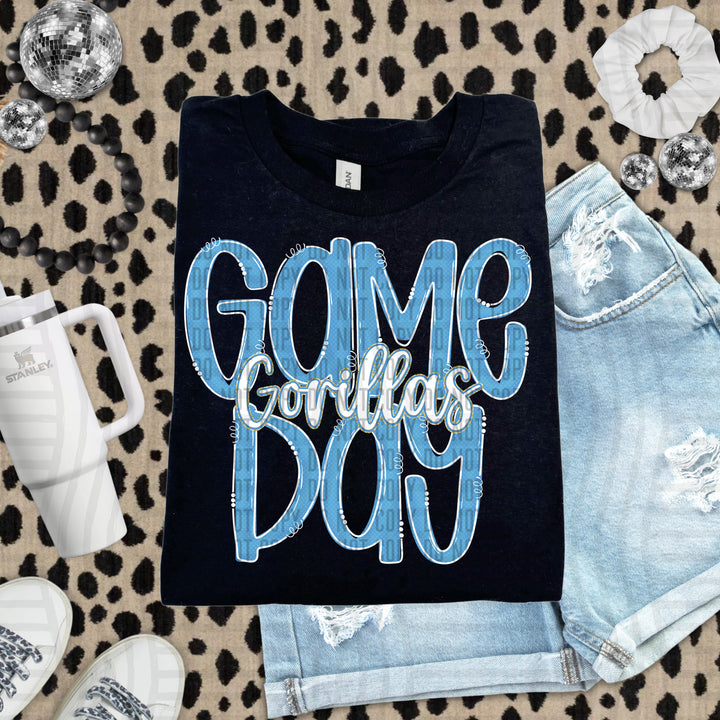 Doodle Gameday Light Blue DTF Print