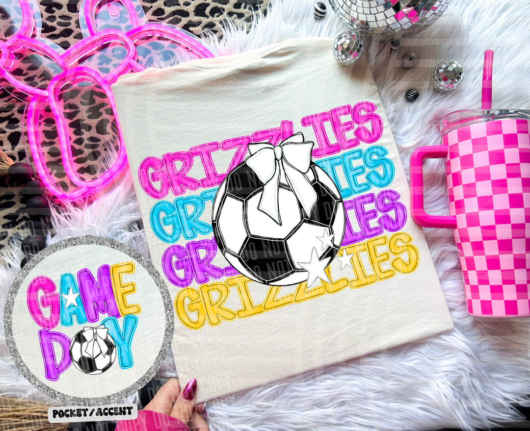 Bright Preppy Soccer DTF Print