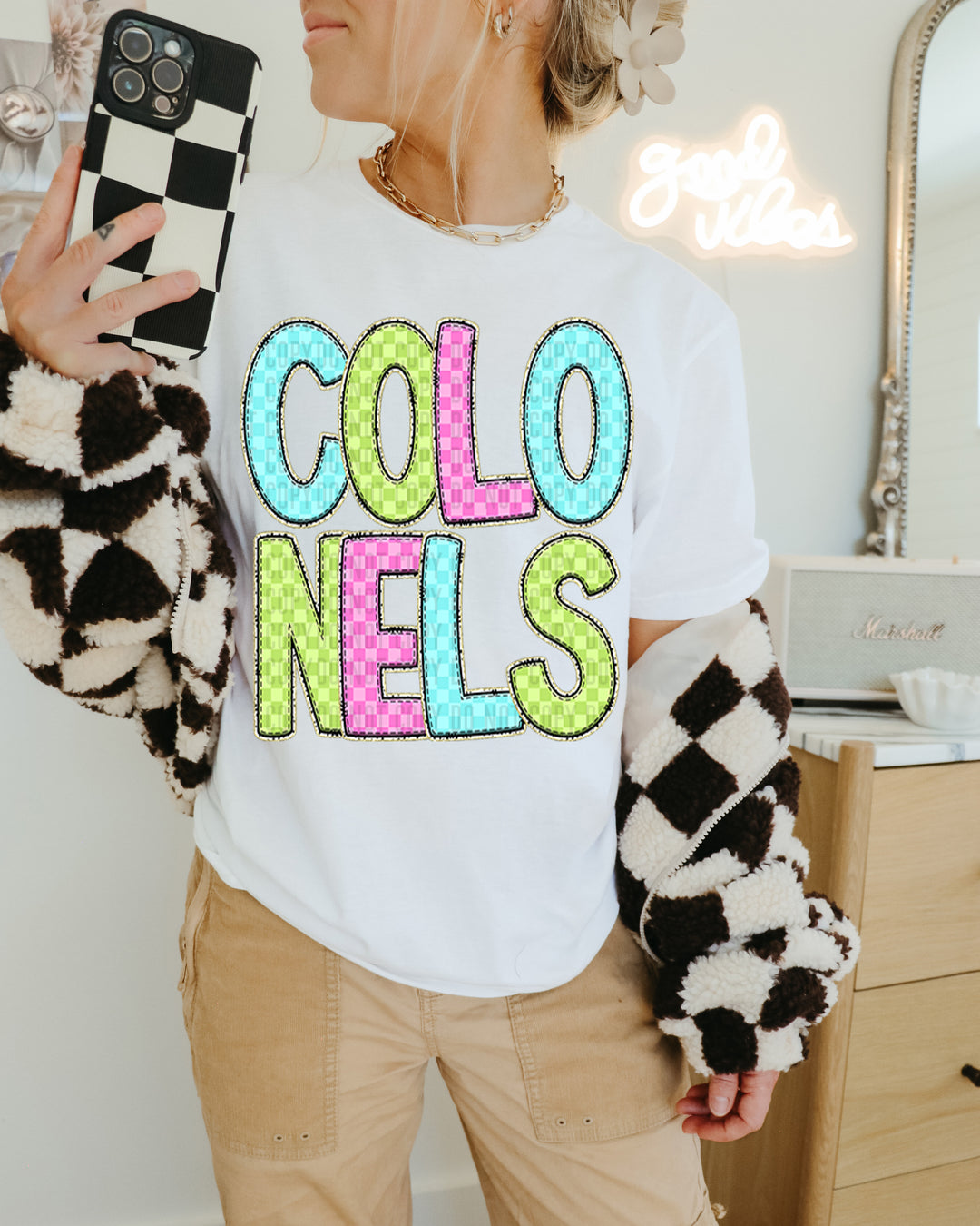 YOUTH Bright Checks DTF Print