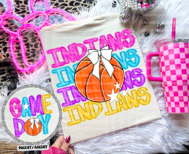 Bright Preppy Basketball DTF Print