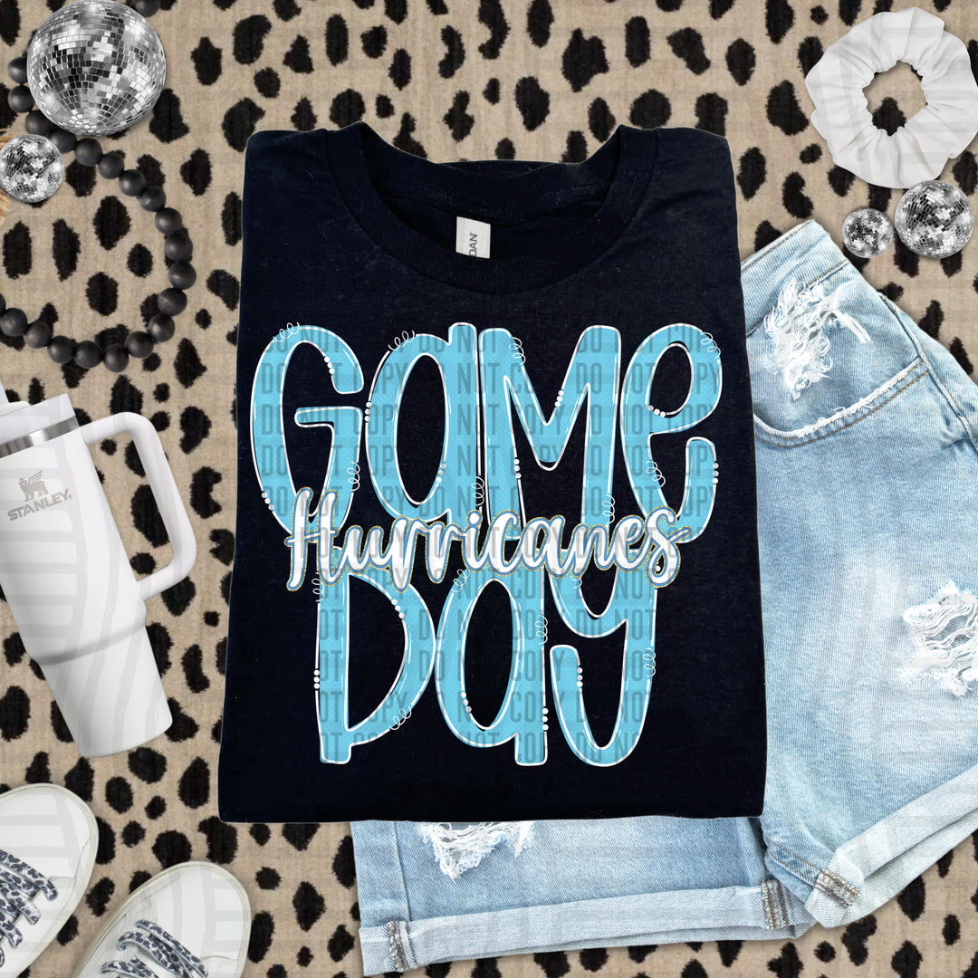 Doodle Gameday Bright Blue DTF Print